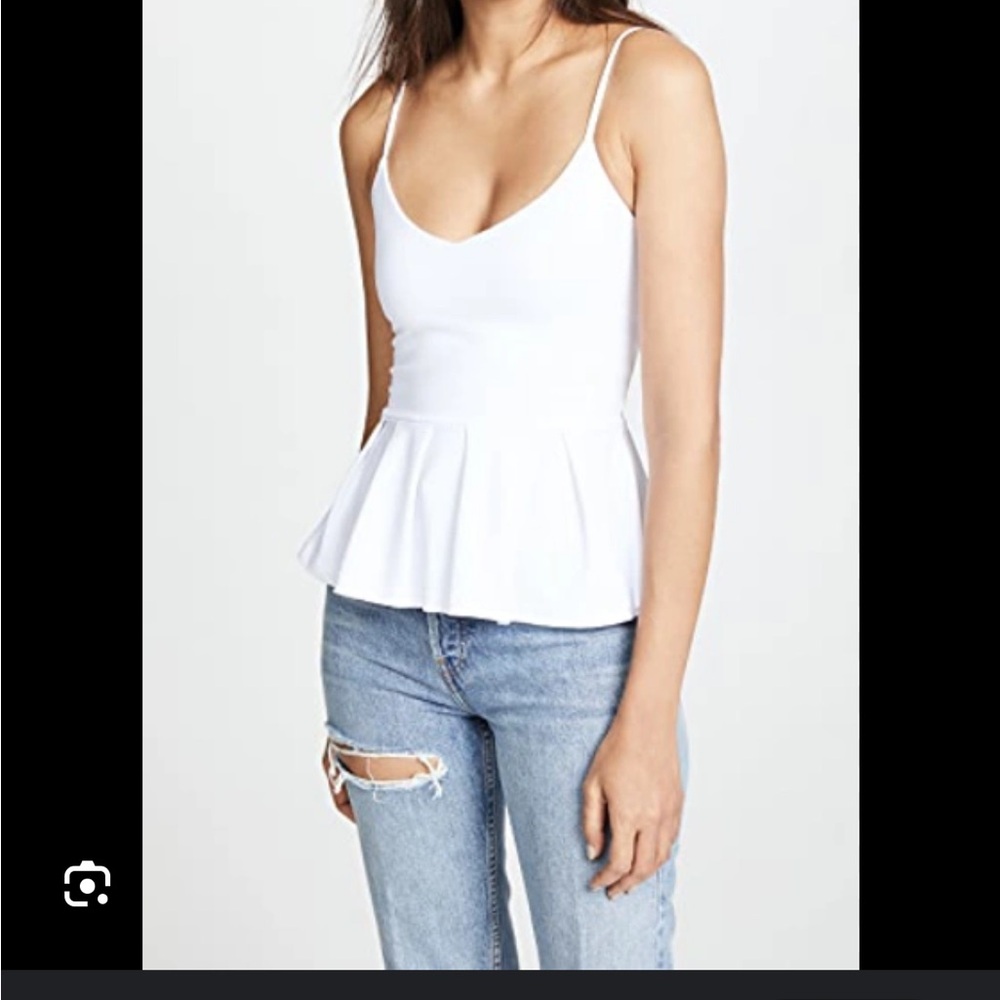 Susana Monaco Flare Hem Tank White Peplum Top Small